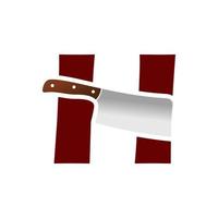 Initial H Chinese Knife vector