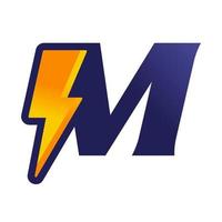 Initial M Thunder logo vector