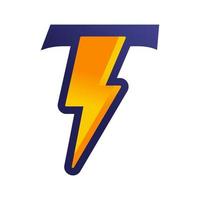 Initial T Thunder logo vector