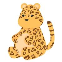 Cute stuffed leopard. Vector illustration in a flat style. Plush toy leopard