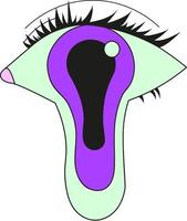 un ojo psicodélico con una pupila goteante. ilustración vectorial aislada en un fondo blanco. vector