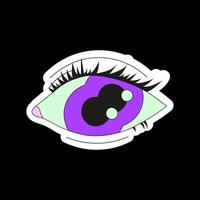 Purple psychedelic eye with two pupils. Psychedelics, surrealism. vector