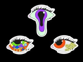 A set of three psychedelic eyes. Psychedelics, surrealism. vector