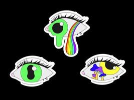 A set of three psychedelic eyes. Psychedelics, surrealism. vector