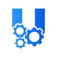 logotipo inicial de u gear vector