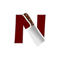 Initial N Chinese Knife vector
