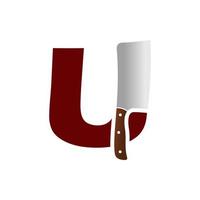 Initial U Chinese Knife vector