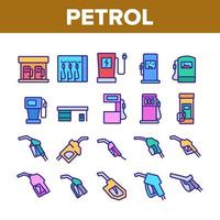 Petrol Station Tool Collection Icons Set Vector