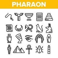 faraón, rey de egipto vector conjunto de iconos de línea delgada