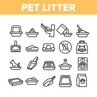 Pet Litter Accessory Collection Icons Set Vector