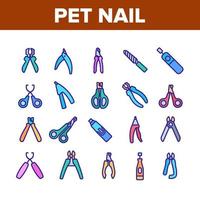 conjunto de iconos de colección de cortaúñas para mascotas vector