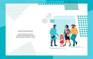 Time to children vaccination and immunization banner or landing page template. Doctor pediatrician makes an injection of flu vaccine to a kid in hospital. Healthcare, diseases prevention and immunize. vector