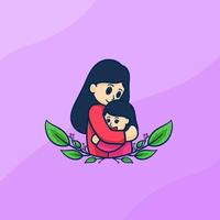 MOTHER HUG WITH GIRL CARTOON vector