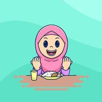 ilustración de dibujos animados de niña iftar vector