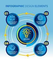 plantilla de diseño de infografías de ilustración vectorial, información comercial, gráfico de presentación, con 4 opciones o pasos. vector