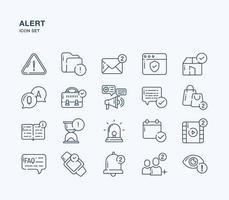 Alert and warning sign outline icon set vector