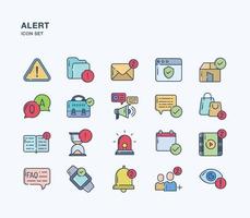Alert and warning sign linear coloured icon set vector