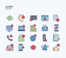 conjunto de iconos de color lineal de señal de alerta y advertencia