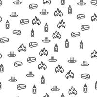 Wood Picnic With Sausages Steak Seamless Pattern vector