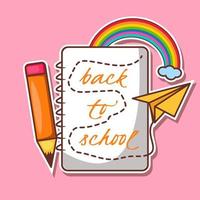 stiker escolar, ilustración de vector de diseño de regreso a la escuela