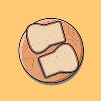 Flat design of bread cut into pieces. Breakfast, homemade cakes, bakery, fresh bread vector illustration