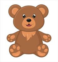 Cute happy teddy bear toy illustration in a flat style.  A brown teddy bear in a flat style. A cute toy. Vector illustration.