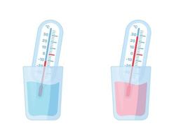 el símbolo de temperatura fría y caliente en grados centígrados en termómetro blanco agua fría y caliente vector