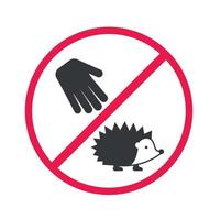 Vector silhouette of do not touch animals mark on white background. Symbol of prohibition. Red forbidden sign