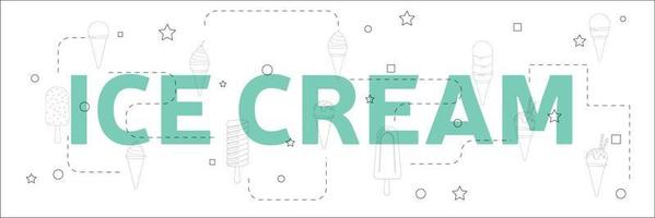 ice cream vector trendy banner design concept, modern style with thin line art icons on white background