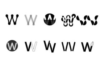 logotipos de conjuntos de monogramas con la letra w, colección vector