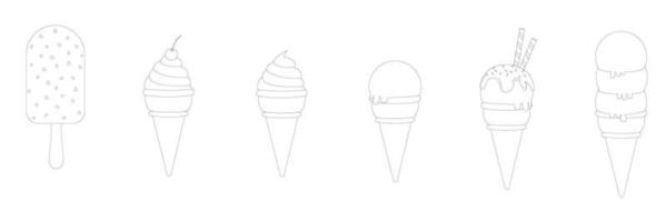 contour drawings, a set of ice cream vector