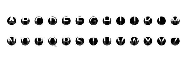 English alphabet black circles with line on a white background vector