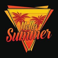 hola verano - diseño de camisetas de playa de verano, gráfico vectorial. vector