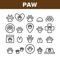 Paw Animal Collection Elements Icons Set Vector