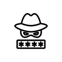 password hacker icon vector outline illustration