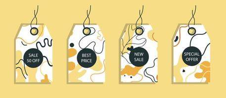 Set of discount price tags. Labels with abstract background. Template for shopping tags. Promotional sale badge. vector