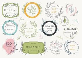 Set of floral botanical logos. Organic themed frames. vector