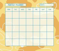 Monthly planner template. Calendar. A planner for month organization of time with abstract background. vector