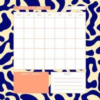 Monthly planner template. Calendar. A planner for month organization of time with abstract background. vector