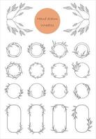 Logo templates. Set of the hand-drawn botanical wreaths. Wedding flourish laurel wreaths. vector