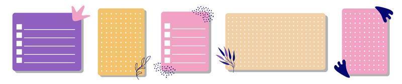 Templates of to-do lists, notes, tasks, and cost lists. A planner for the organization of time. vector