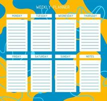 Weekly planner template. A planner for week organization of time with abstract background. vector