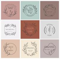 Set of botanical logos for your business. Perfect for cosmetic brands. Eco-design. Sustainable life. vector