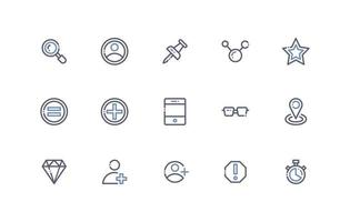 user interface essential icon set in dual tone line, outline style vector