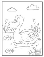 Cute Swan coloring pages for kids vector