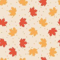 Vector illustration seapless pattern autumn mood yellow orange red maple leaves. Background decoration in fall style.