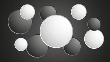 Abstract geometric background white and black 3d circles with copy space. Vector stock illustration.