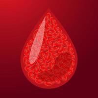 A drop of blood with erythrocytes. Hemoglobin, hemophilia. Vector stock illustration.