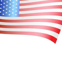 USA flag wave, banner with copy space. Independence day, veteran. Vector stock illustration.