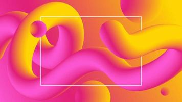 Pink yellow abstract futuristic fluid 3D background. Dynamic fluid gradient. Banner design, wallpaper, landing page. Stock vector illustration.